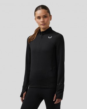 Castore Active Long Sleeve Half Zip Midlayer Top Black | CKGBP2861