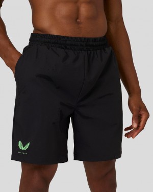 Castore Flow Lightweight Woven Shorts Black/Bright Green | XEPNT6817