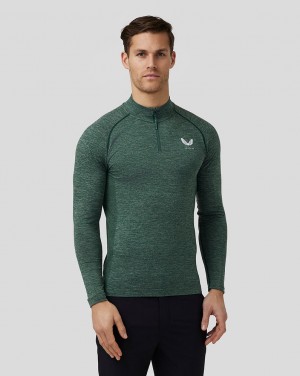 Castore Golf Body Mapped Seamless Quarter Zip Top Pine Grey | YLNFV7690