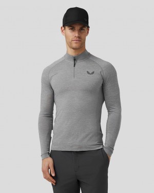 Castore Golf Body Mapped Seamless Quarter Zip Top Steel | JTQXI8652