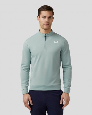 Castore Golf Club Classic Quarter Zip Top Stone Blue | IJUHD9208