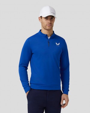 Castore Golf Club Classic Quarter Zip Top Royal Blue | SZMHD1904