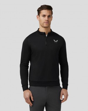 Castore Golf Club Classic Quarter Zip Top Black | DYHEB4328