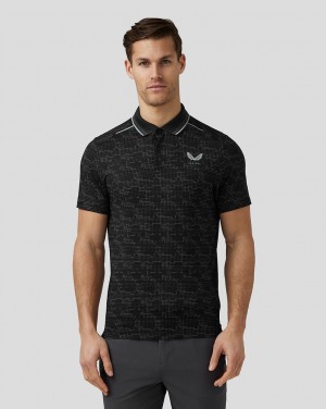 Castore Golf Printed Tech Polo Black | TLYPV1462