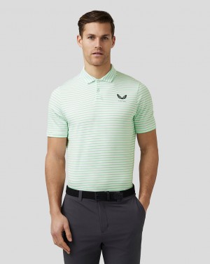 Castore Golf Yarn Dye Stripe Polo Lime | TCORN5982