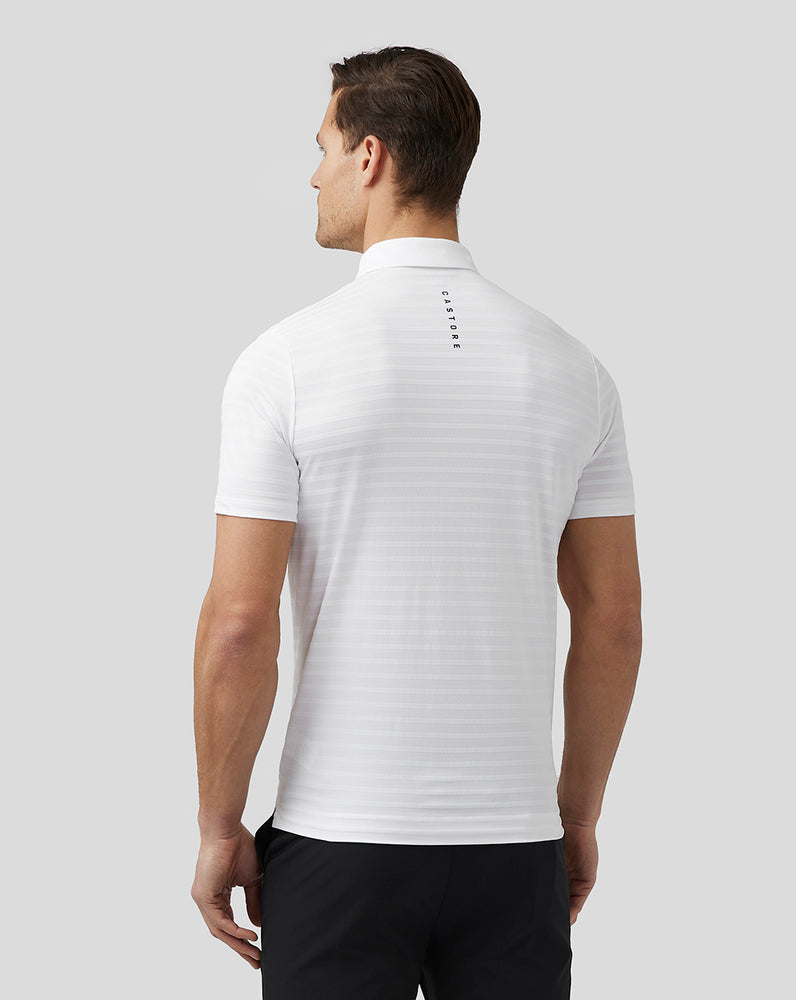 Castore Golf Textured Pique Stripe Polo White | UILVK3654