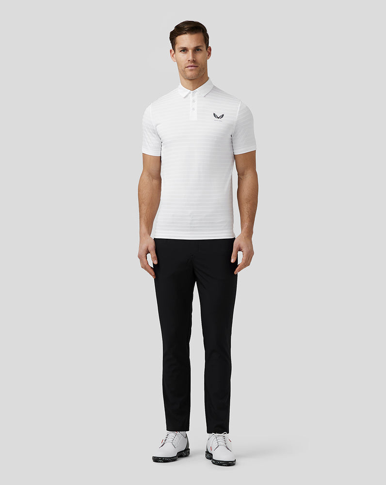 Castore Golf Textured Pique Stripe Polo White | UILVK3654