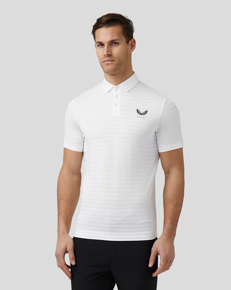 Castore Golf Textured Pique Stripe Polo White | UILVK3654