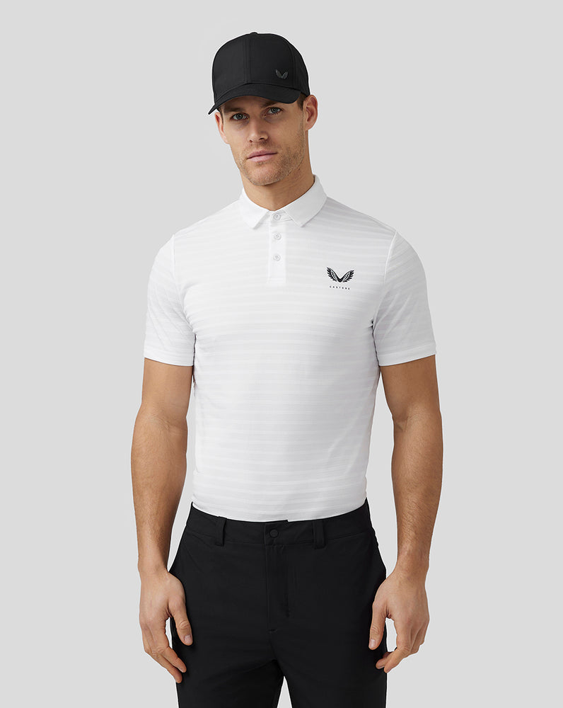 Castore Golf Textured Pique Stripe Polo White | UILVK3654