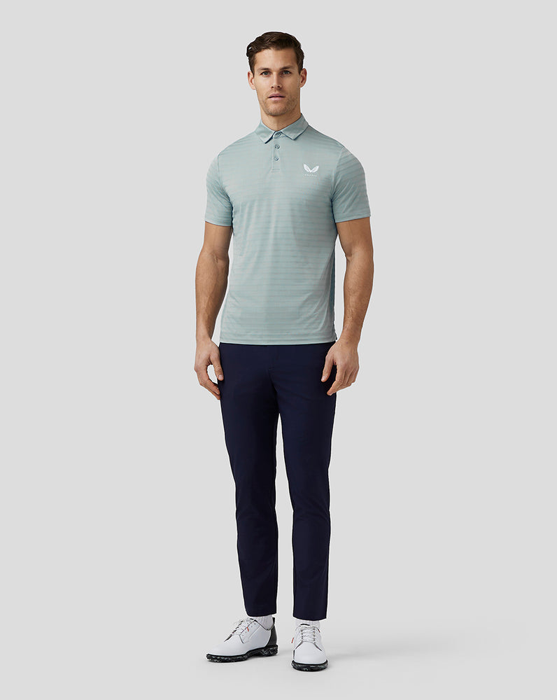 Castore Golf Textured Pique Stripe Polo Blue | ZEXKB0156