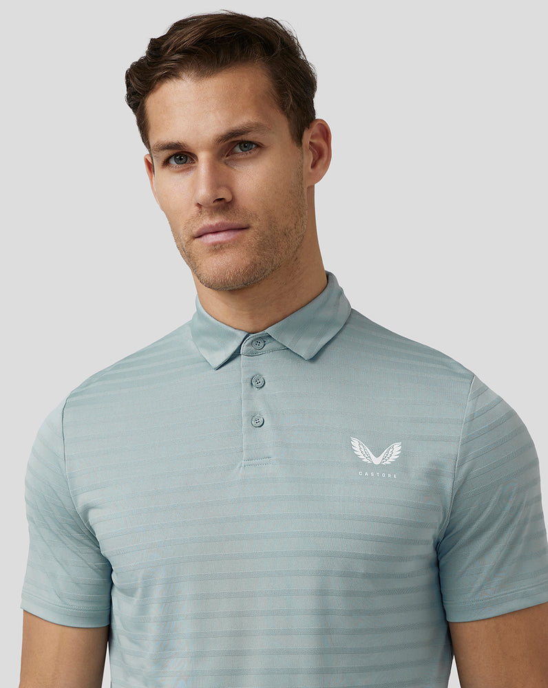 Castore Golf Textured Pique Stripe Polo Blue | ZEXKB0156