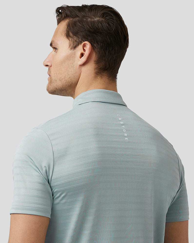 Castore Golf Textured Pique Stripe Polo Blue | ZEXKB0156