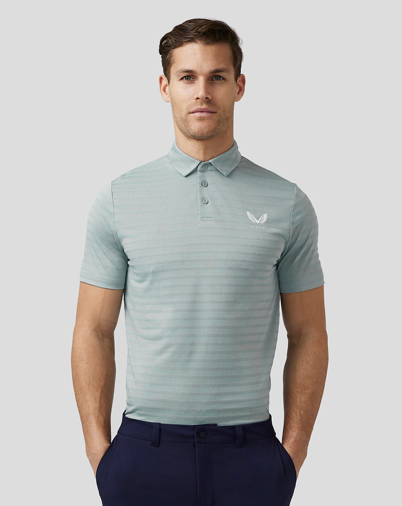 Castore Golf Textured Pique Stripe Polo Blue | ZEXKB0156