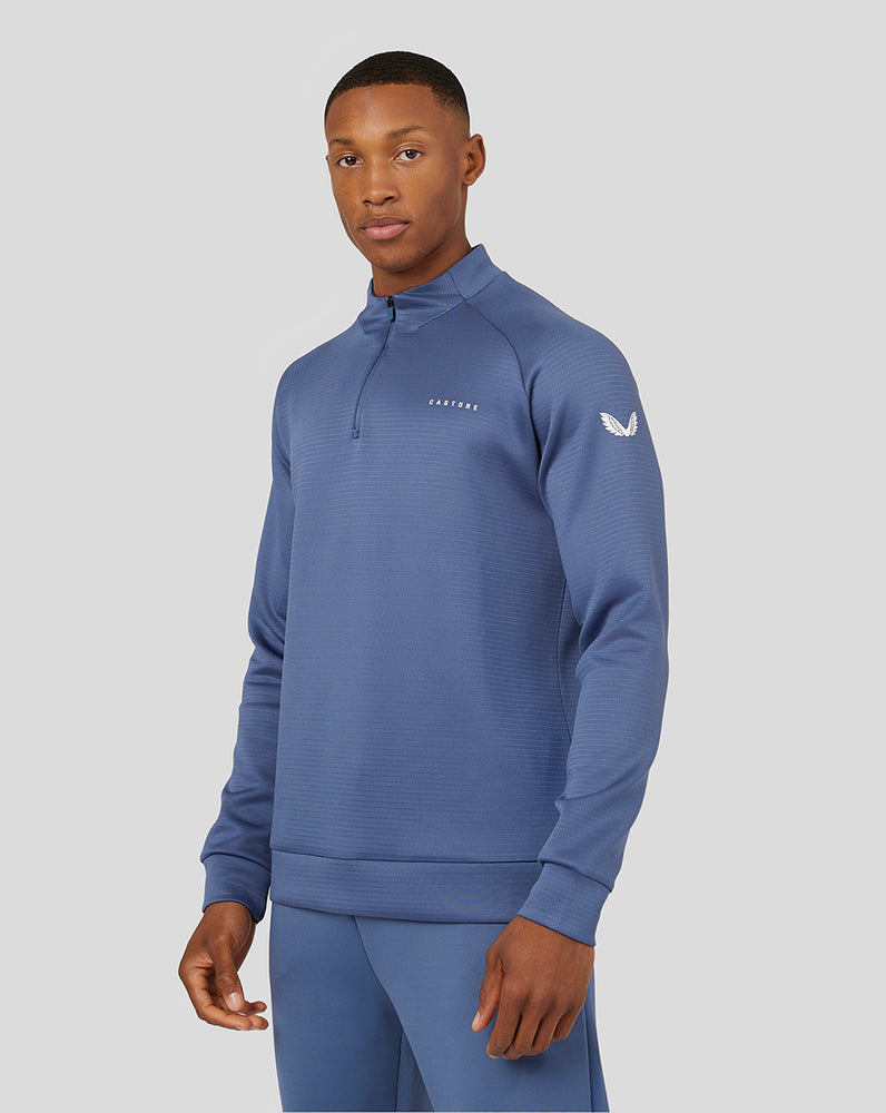 Castore Scuba Program Long Sleeve Aeroscuba 1/4 Zip Funnel Top Dusty Blue | BNVSM0894